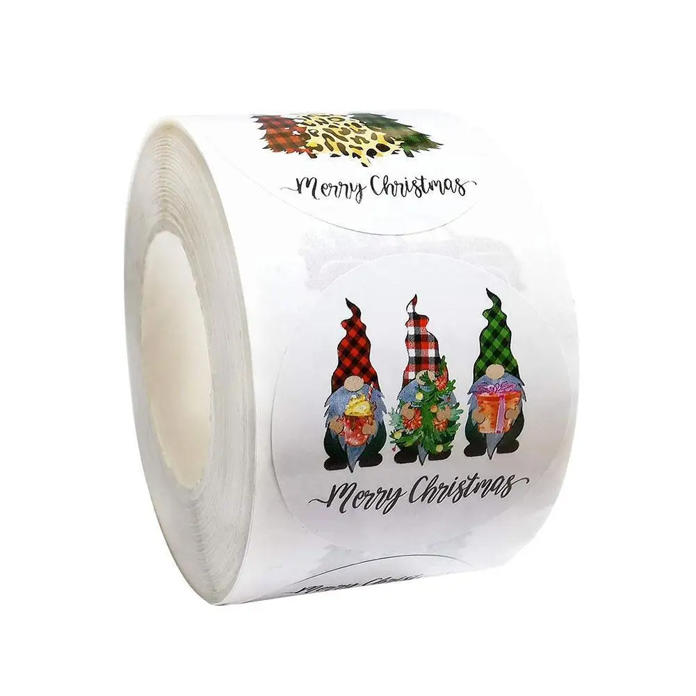 

500pcs/Roll Kraft Paper Round Labels Christmas Gift Sticker Xmas Tree Candy Box New Year Packaging Bag Christmas Decor For Home