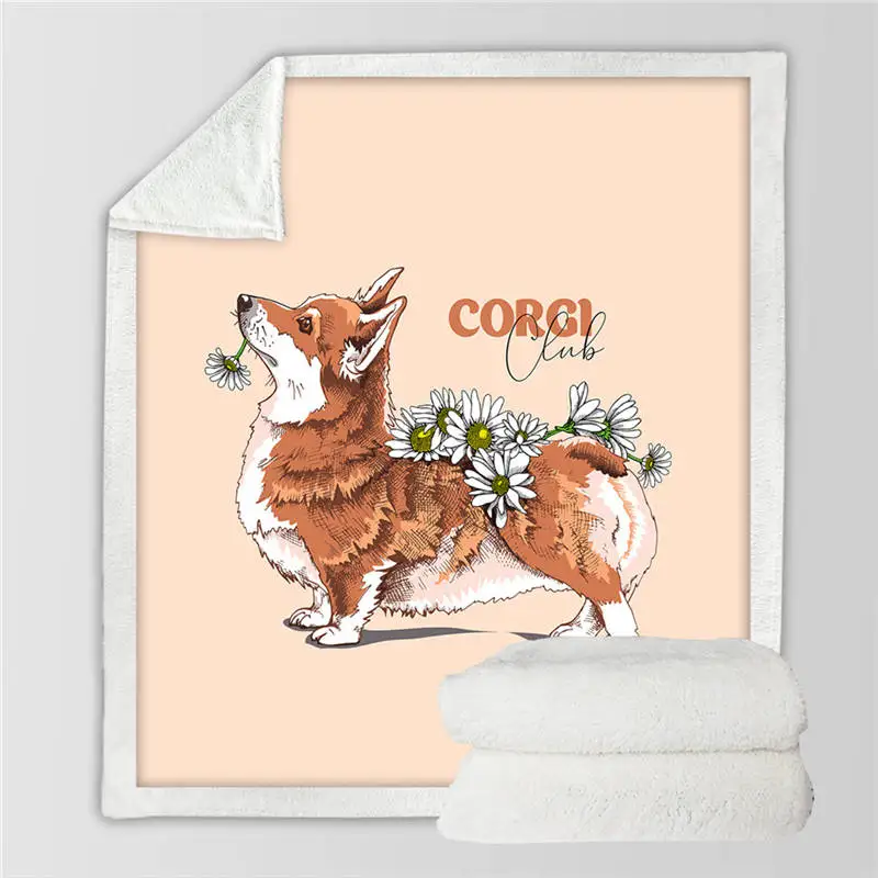 Corgi Постельные принадлежности Outlet корги пушистое одеяло акварельные плюшевые постельные принадлежности цветочные собаки пледы одеяло мультфильм дети покрывало животных Cobertor - Цвет: Corgi