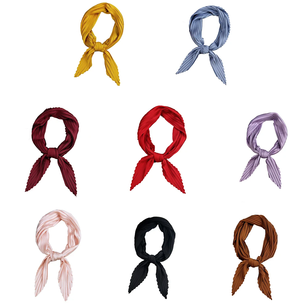 Сплошной цвет плиссированный квадратный шарф весна и осень четыре сезона