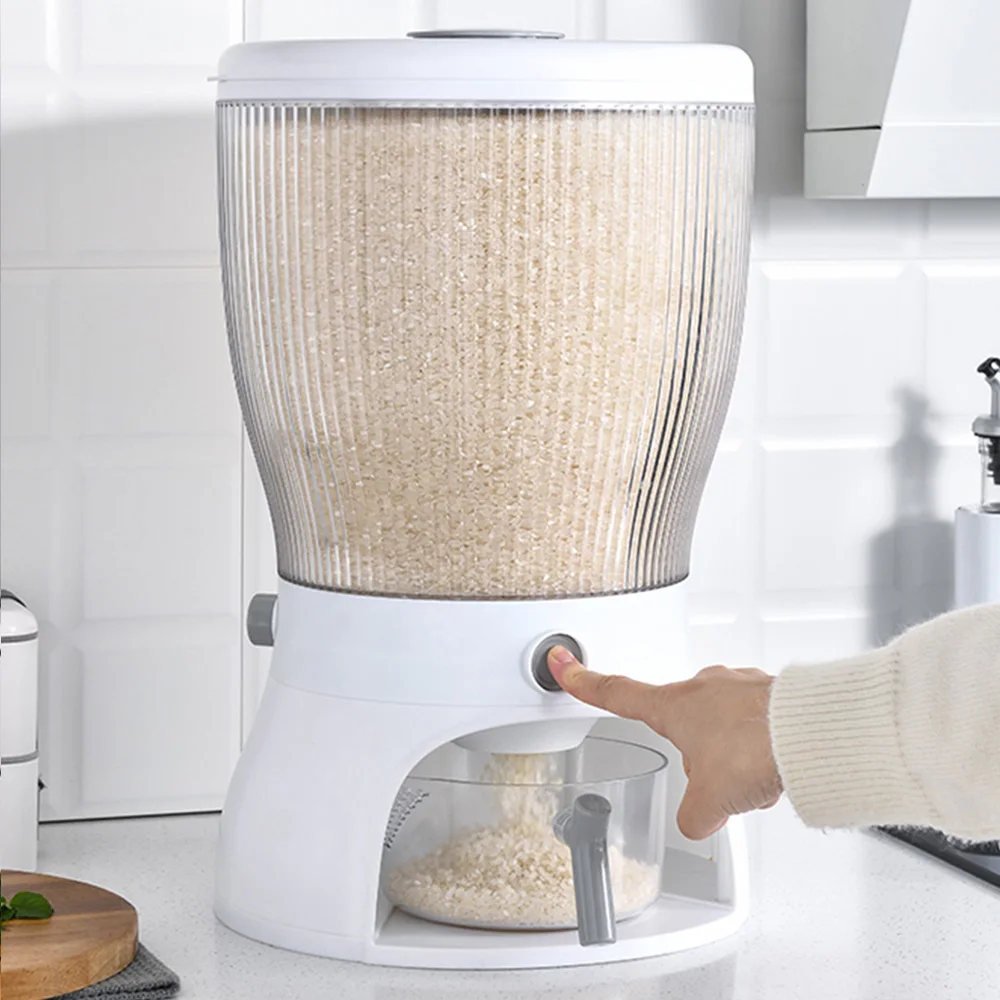

Food Storage Box Rotatable Multi-Functional Dividing Rice Bucket Household 10KG Insect and Moisture Proof Grains Organizer