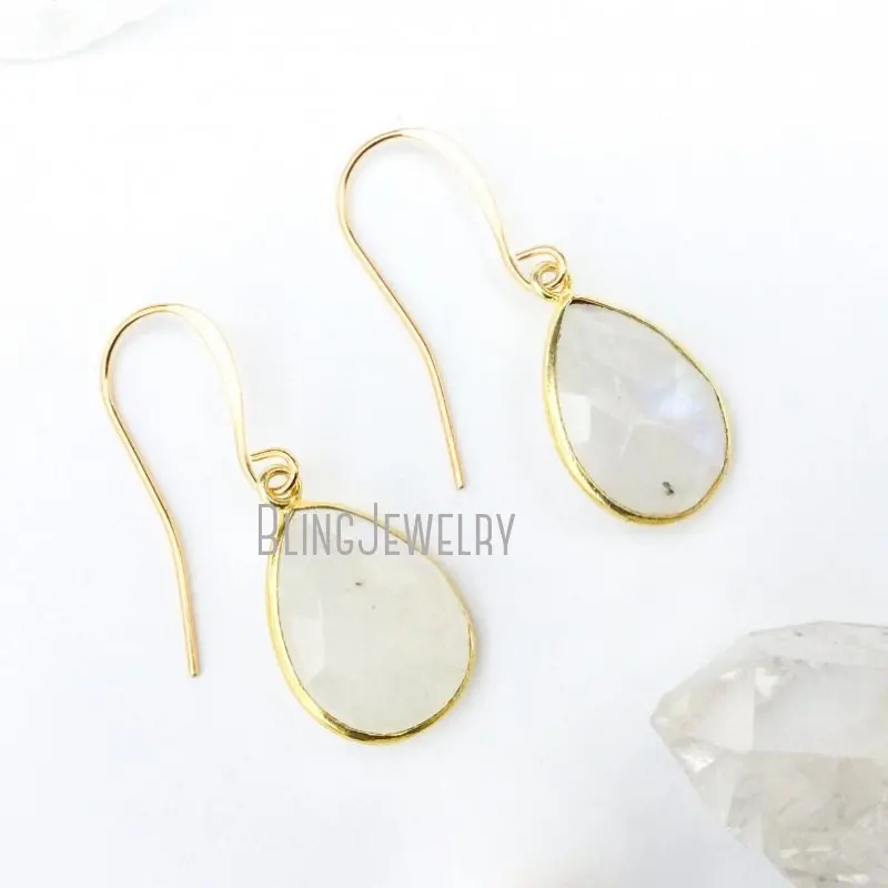 

ER29133 Moonstone Dainty Drop Earrings White Teardrop Dangle Earrings