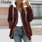 Женская зимняя куртка, повседневное пальто с капюшоном, плюшевая куртка с длинным рукавом и капюшоном для женщин 2021, женское теплое пальто