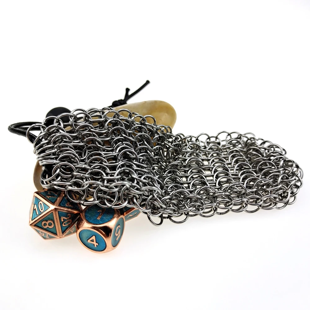 Сумка для костей Chainmail Вмещает около 49 игральных из нержавеющей стали кошелек
