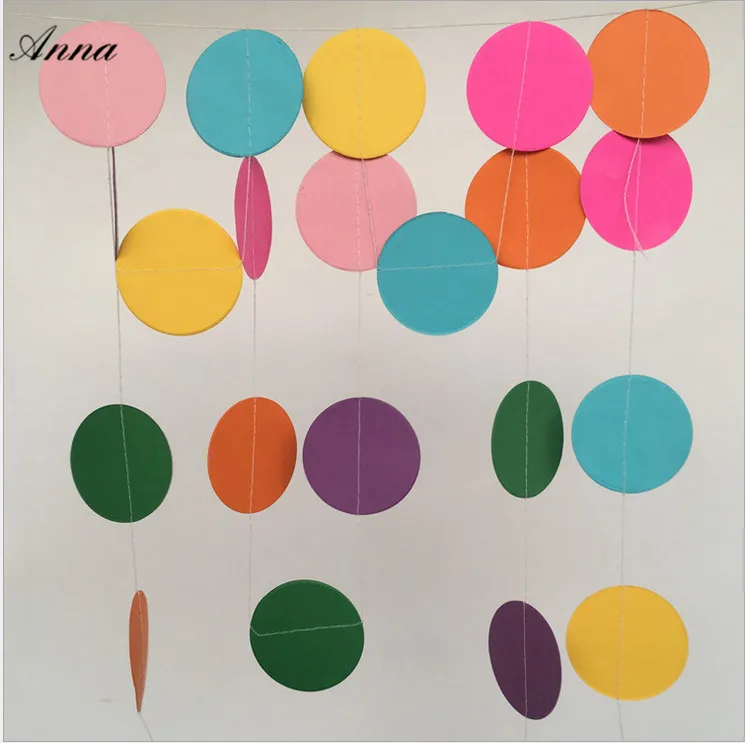

Настенная Круглая Бумажная гирлянда длиной 4 м, цепочка-лента для дня рождения, баннер для свадебной вечеринки, ручная работа, декор для детс...