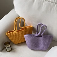 2021 summer handmade woven bag childrens basket straw bags bolsa tote top handle handbags lady beach hand bags