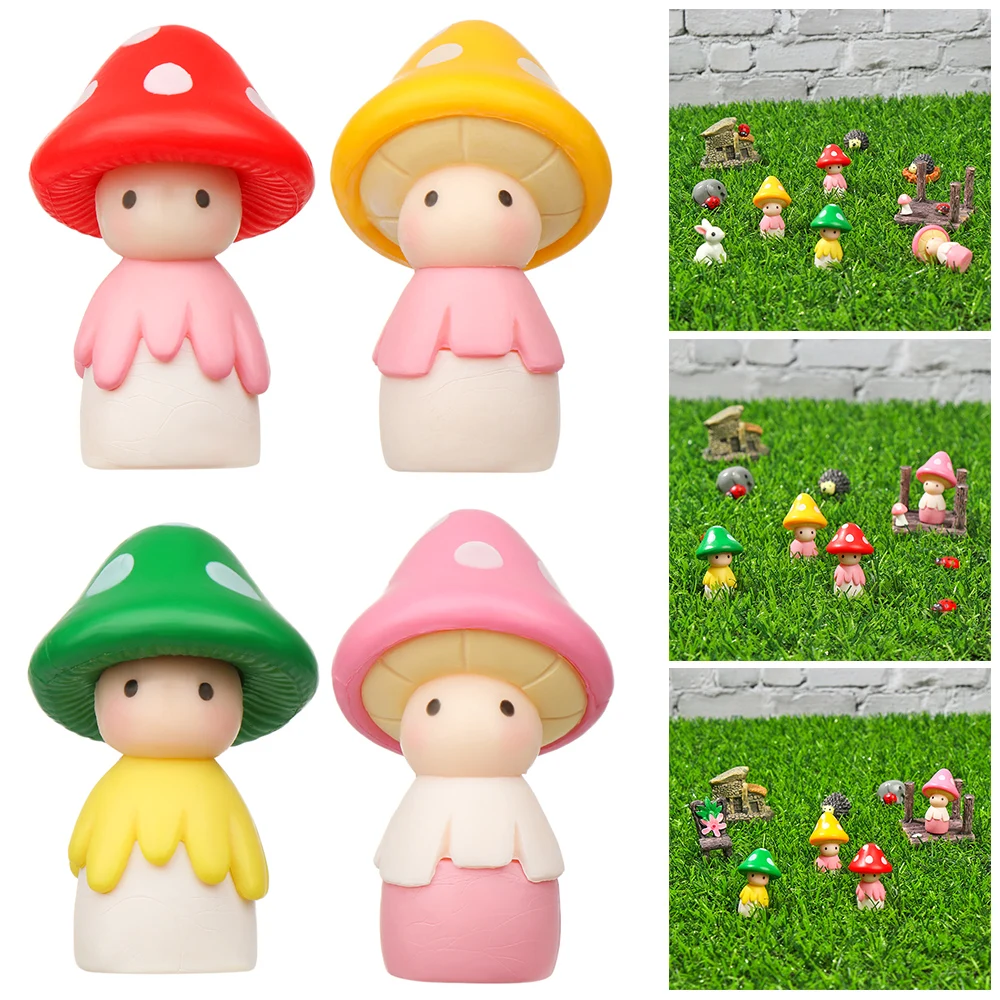 

4 Pcs Small Mushroom Doll Miniature Garden Moss Micro Landscape Room Decoration Material DIY Doll Succulent Fleshy Mushroom
