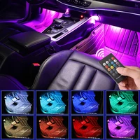 wireless remote music control multiple modes automotive interior decorative lights led car foot light ambient lamp with usb