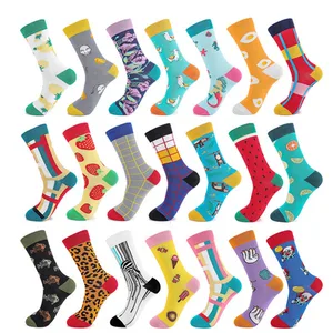 Новинка, носки Harajuku, мужские хлопковые носки в стиле хип-хоп с забавными рисунками животных, фруктов, лимона, Подарочные рождественские носки на осень и зиму