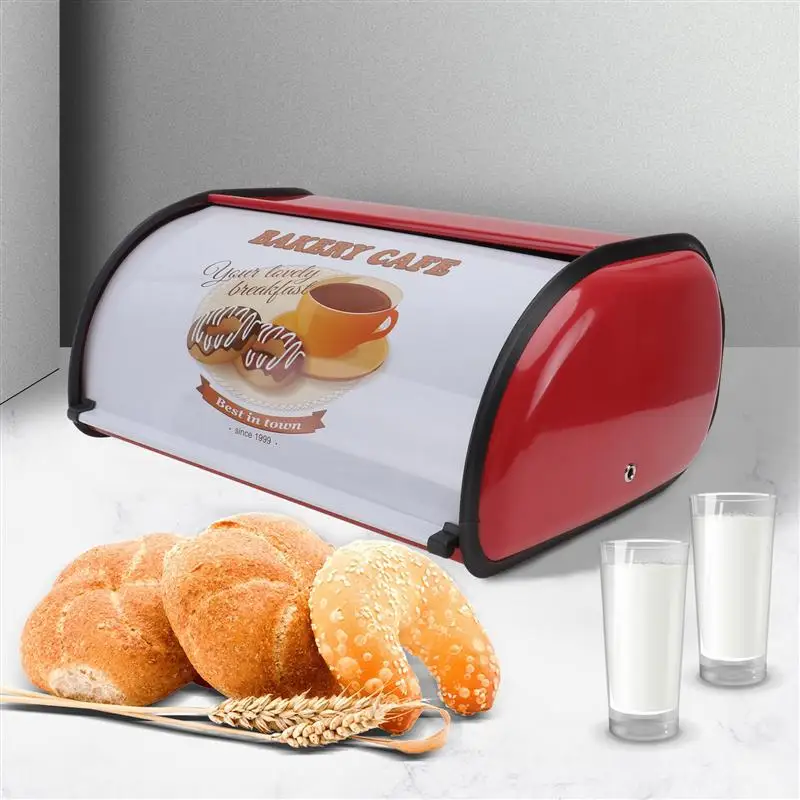 

1Pc Metal Dustproof Bread Box Household Storage Bin Practical Food Container