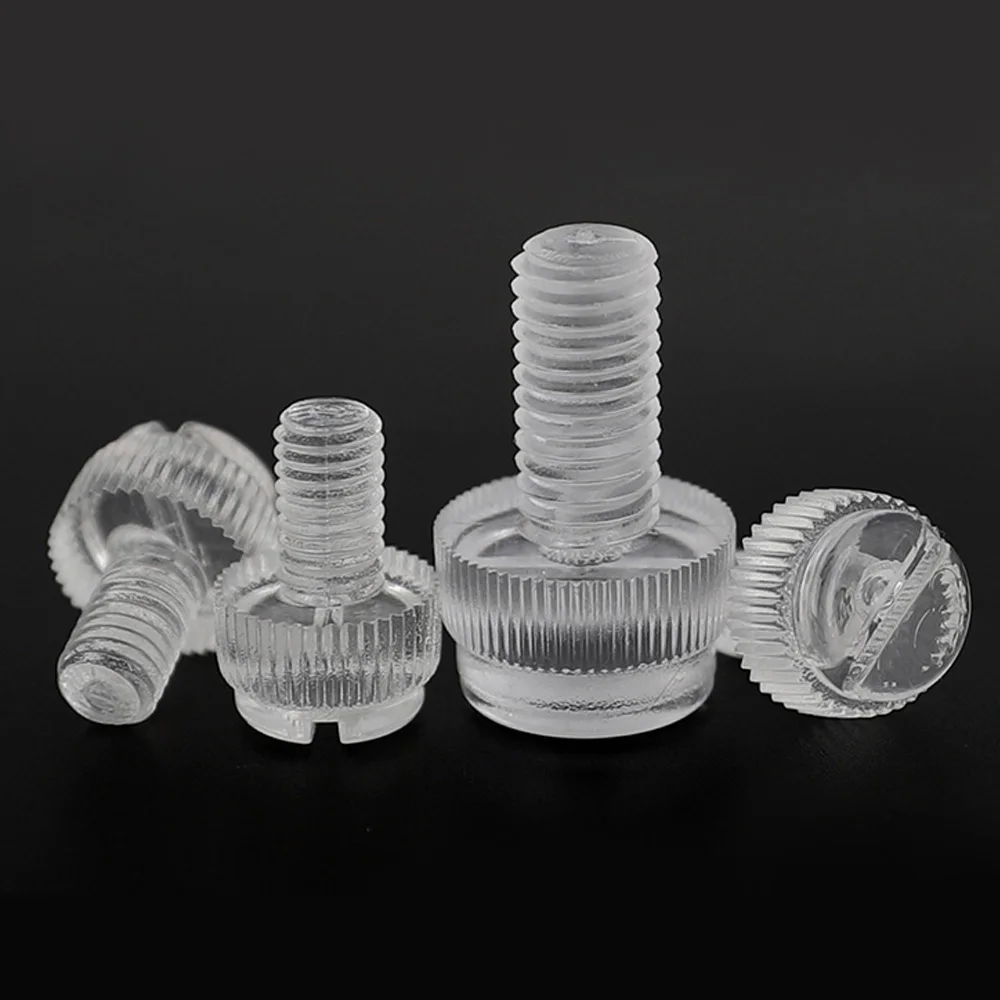 

10c M3 M4 M5 M6 M8 Acrylic Clear Transparent Plastic Knurl Slotted Head Adjust Toolless Thumbscrew Hand Tighten Thumb Bolt Screw