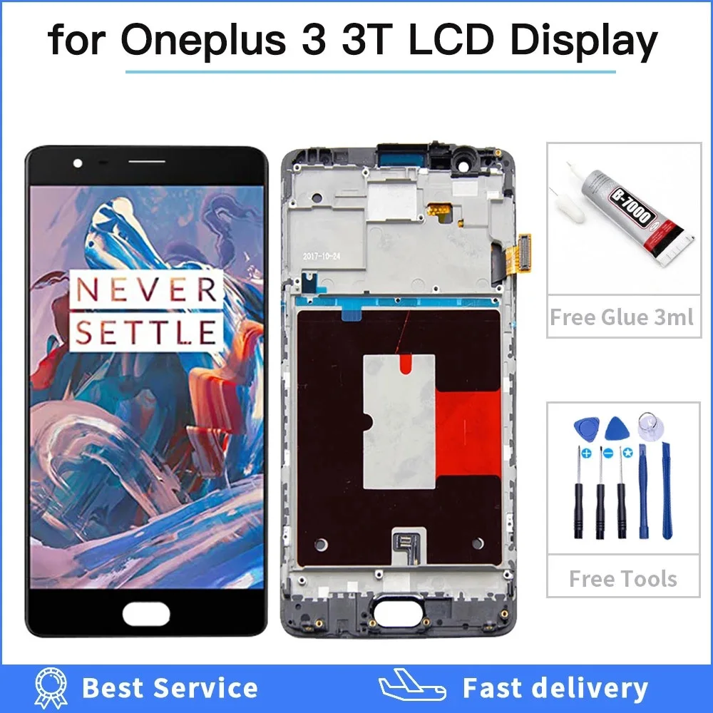 Супер OLED-экран 5 дюйма для OnePlus 3 ЖК-дисплей A3010 кодирующий преобразователь
