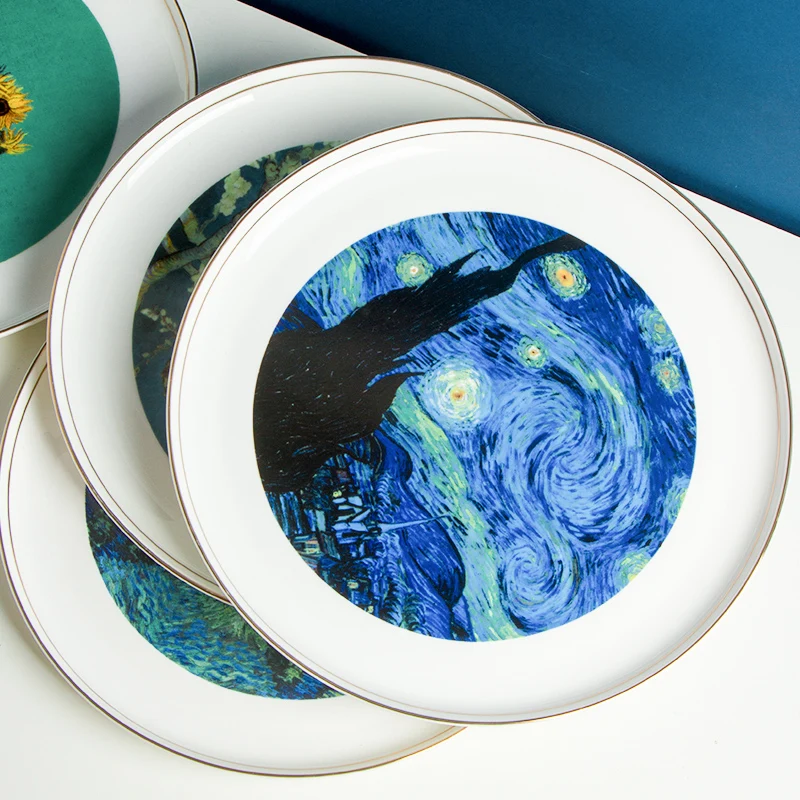 Изысканные костяные тарелки Ван Гога поднос для домашнего использования тарелка