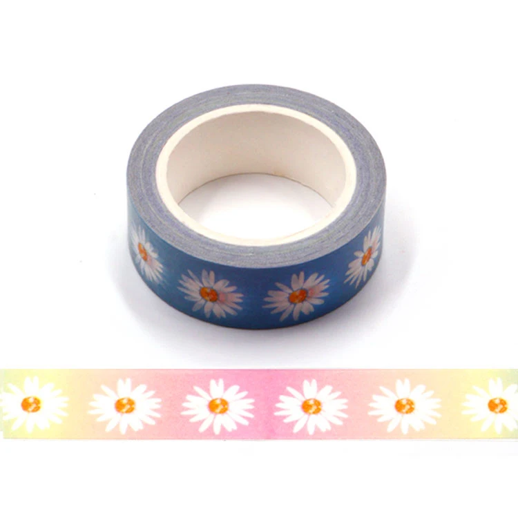 

10PC 15MM*10M Rainbow chrysanthemum Flower Designs Wide Washi Tape Scrapbooking Japanese Album DIY Decorative Tape set