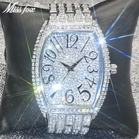 luxury missfox punk style mens watches silver diamond quartz wristwatch hip hop iced out jewelry clocks aaa rel%c3%b3gio masculino