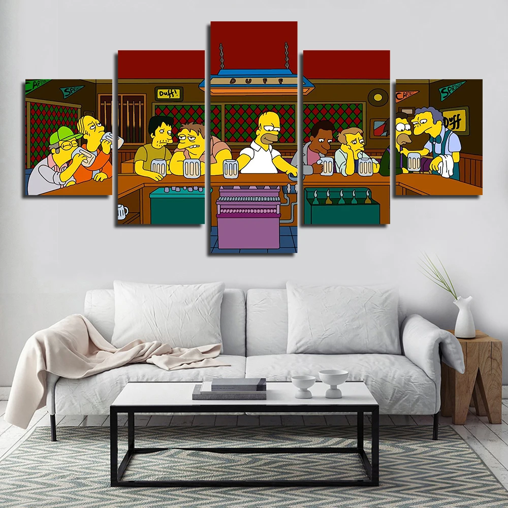 Настенное искусство модульная рамка для картин 5 шт. Симпсоны аниме персонаж