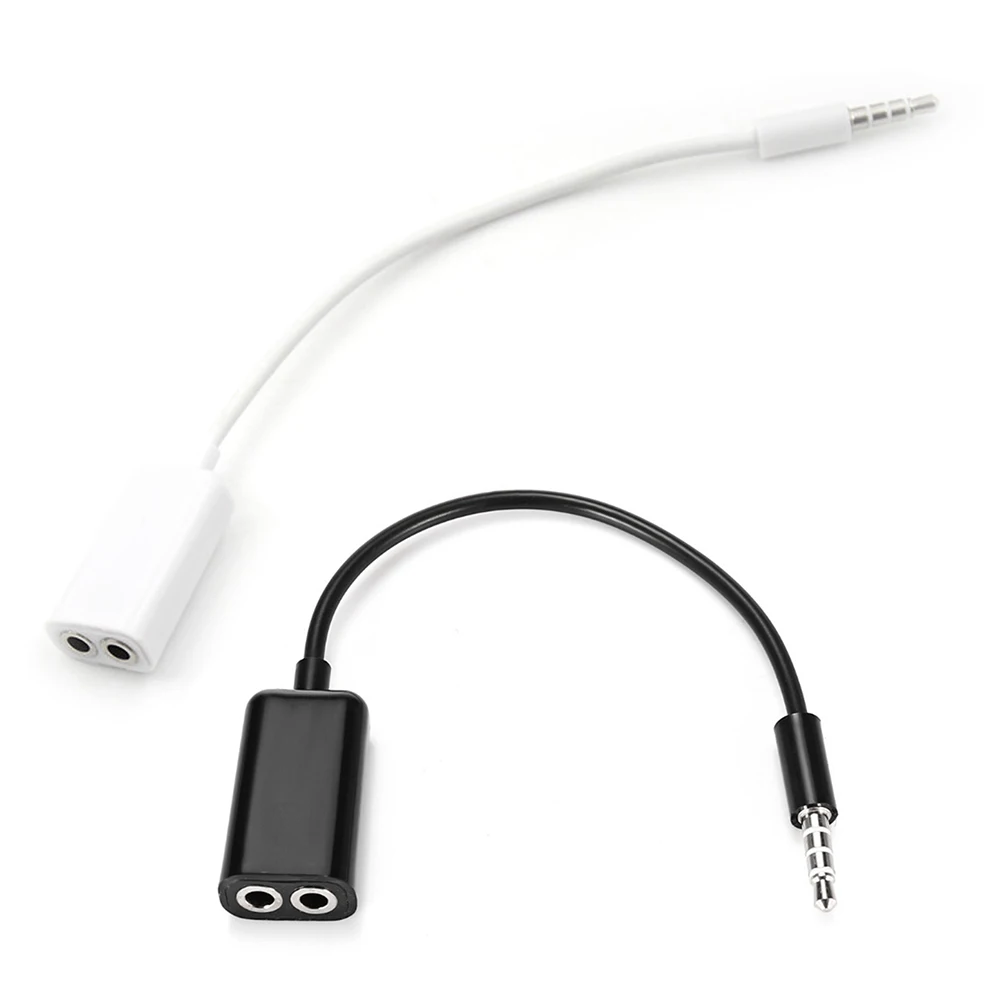 

1pc Universal 3.5mm Audio Cable Double Earphone With Y Splitter Cable Cord Adapter Jack Plug Easy To Carry Around White Black