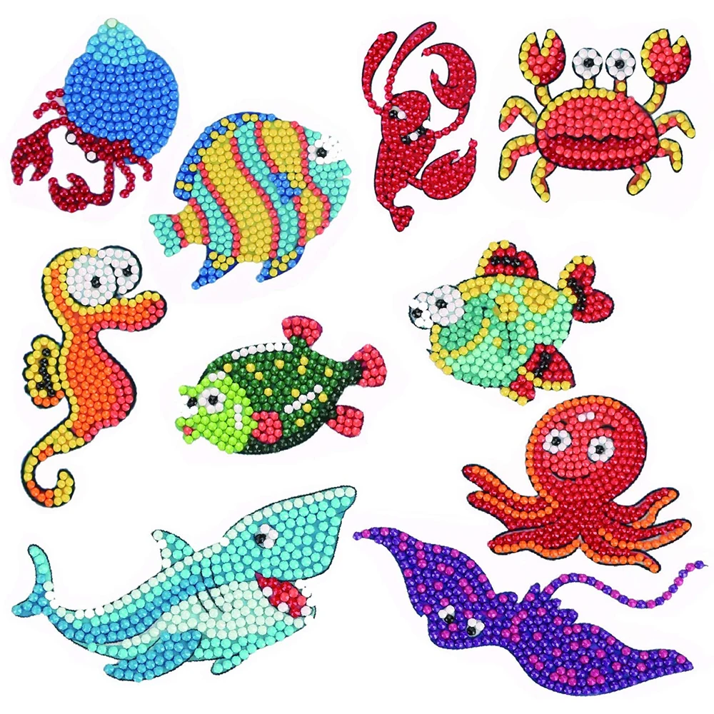 9 штук Детские DIY алмазные картины Мультяшные животные наклейки подарок на день