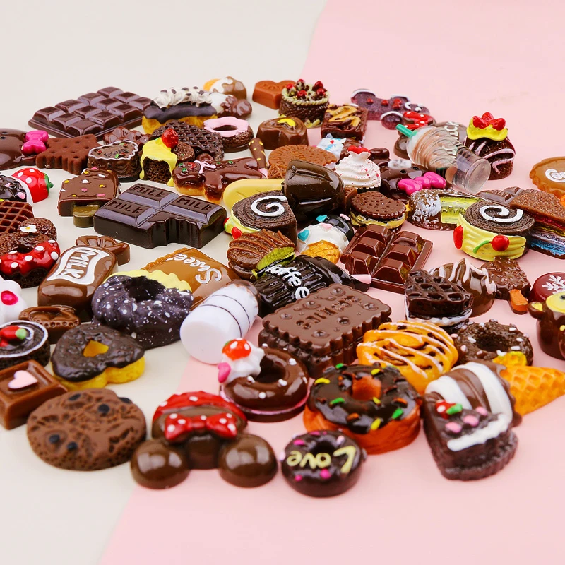 100pcs simulation food cake lot diy resin accessories toys play cream mobile phone case set material homemade party home decor free global shipping