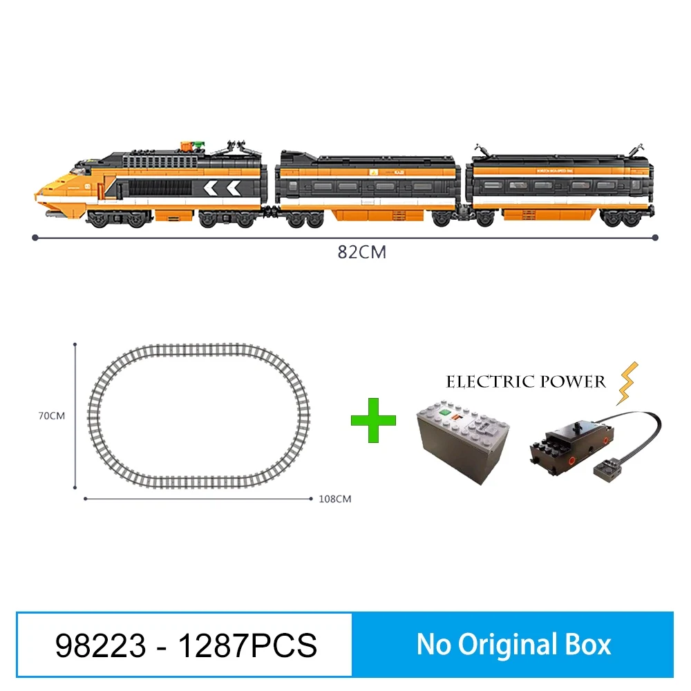 Серия Technic Экспресс высокоскоростные поезда треки мощность фигурки DIY Развивающие строительные блоки наборы игрушки для детей творческие подарки - Цвет: 98223 Without Box