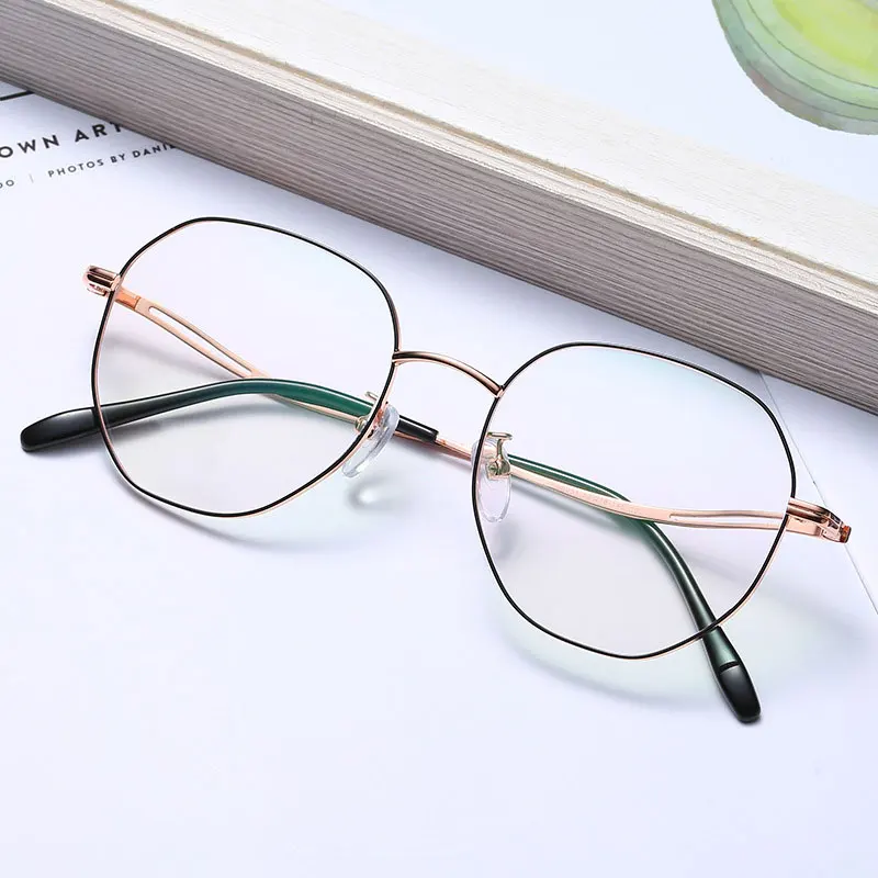 

2020 new retro metal glasses frame personality trend decoration flat mirror fashion polygon glasses frame.