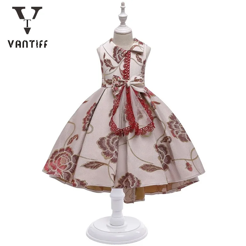 

2021 Children Dress Forged Cloth Bow Tuxedo Wedding Dress Birthday Party Children Cute Dress New European and American Dress