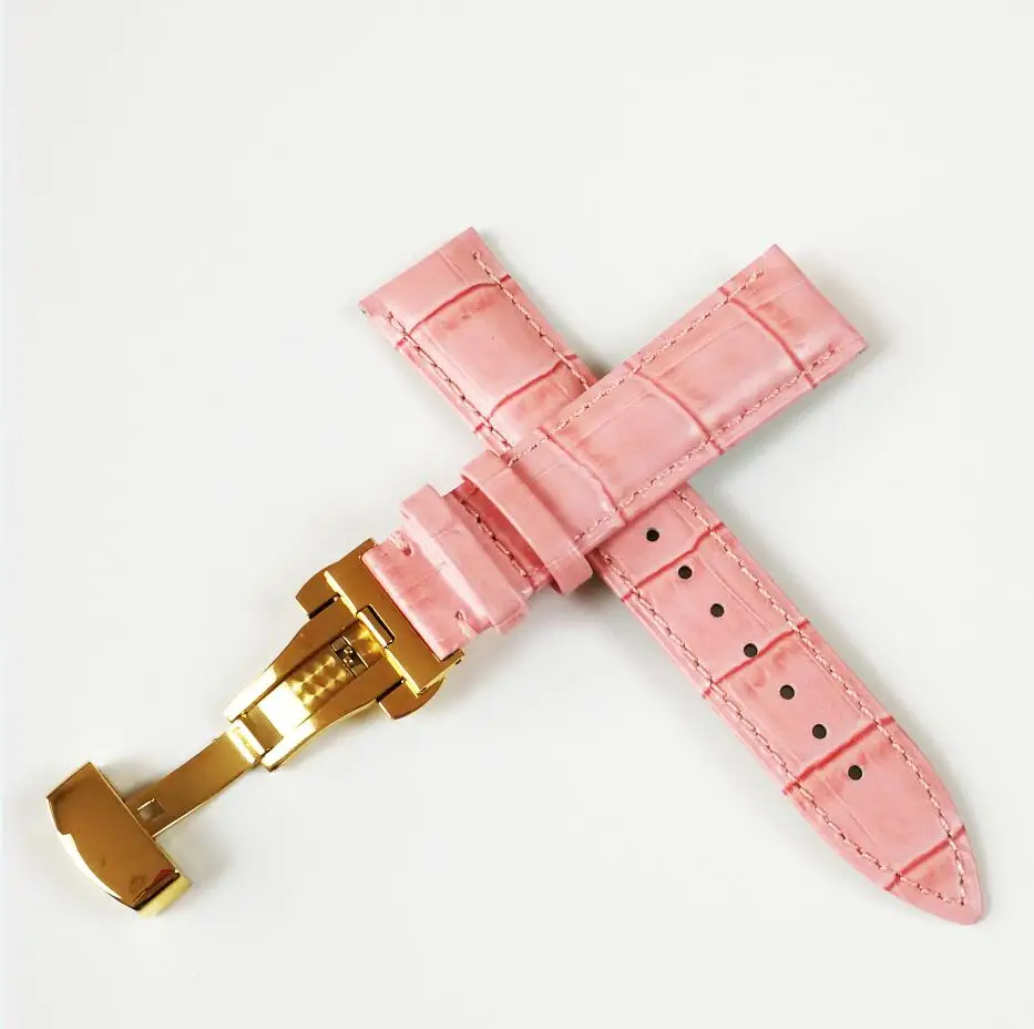 Genuine leather watchband watch belt strap womans wristwatches band blue pink red white pink buckle 12mm 14mm 16mm 18mm 20mm