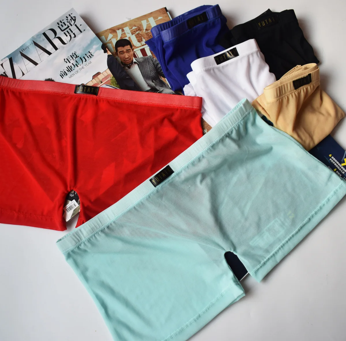 Боксеры мужские прозрачные нейлоновые пикантное нижнее белье с карманом для