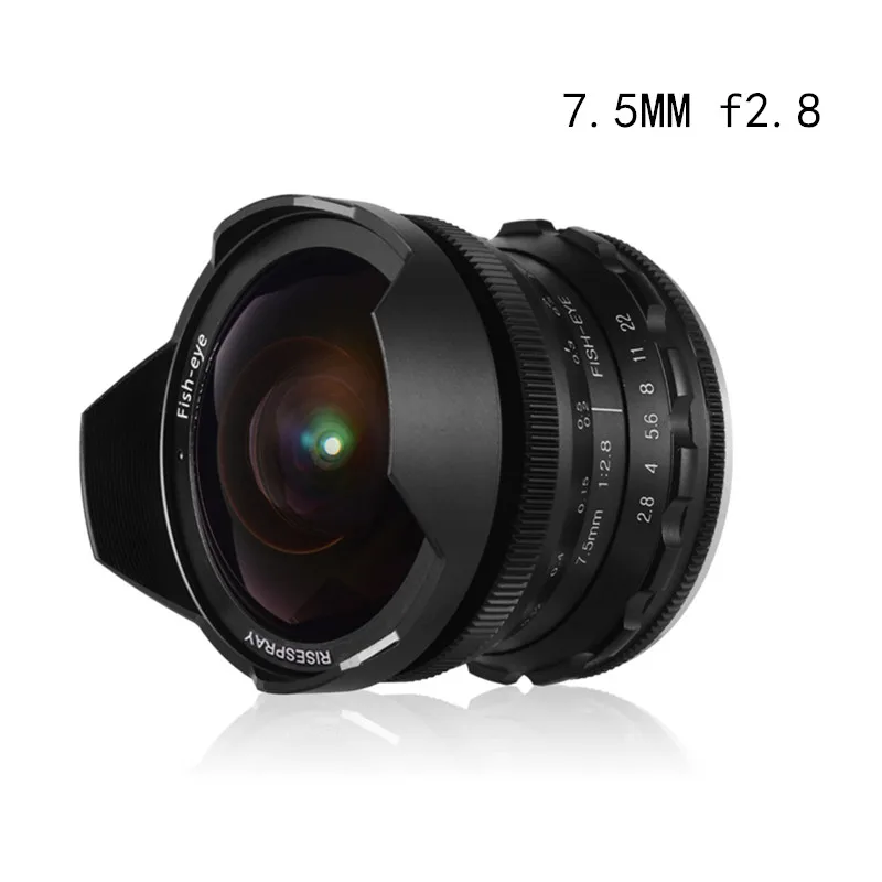 Объектив RISESPRAY 7 5 мм F2.8 рыбий глаз 180 ° для Sony NEX E mount Fuji XF APS C / Panasonic Olympus Macro 4/3