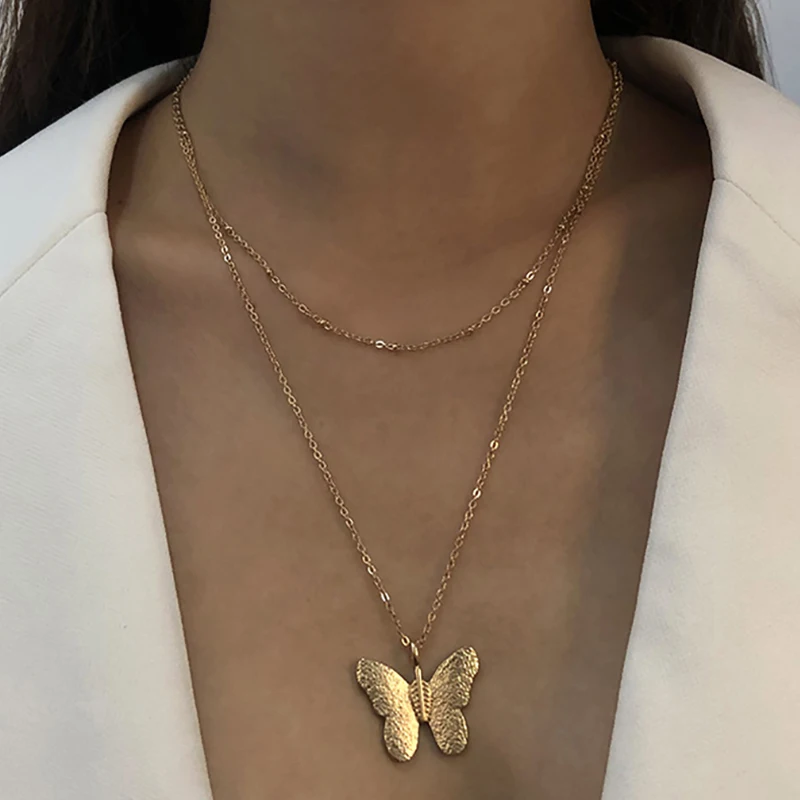 

Harajuku Minilist Layered Neck Chains Choker Necklace for Women Vintage Gothic Butterfly Necklace Neck Pedants Women Jewelry