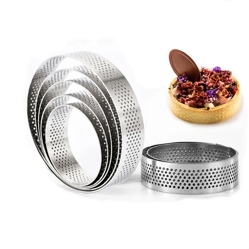 

Stainless Steel French Kitchen Confucius Cake Cheese Tart Ring Mold Round Hole Mousse Ring DIY Decor Pastry Mould Baking Tool