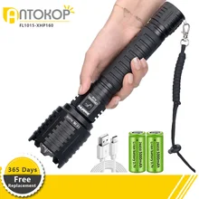 1000000LM XHP160 Long Distance LED Flashlight 10000mAH Powerful Flashlight USB Rechargeable Zoom Torch Self-defense Hand Torch