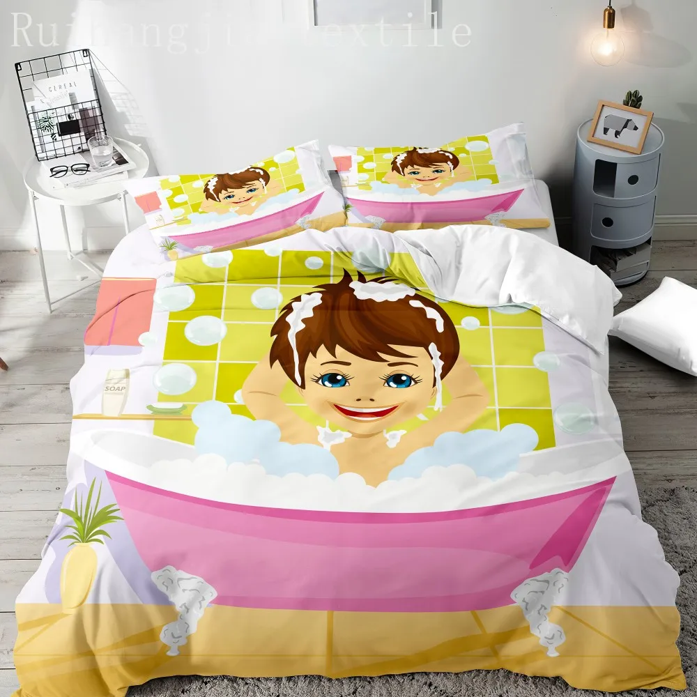 С рисунком из мультфильма детское одеяло комплект постельного белья розовые