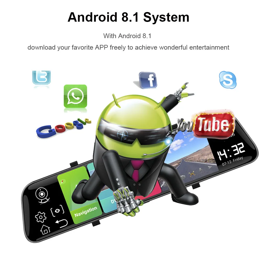 Автомобильный видеорегистратор HGDO 12 дюймов Android 8 1 4G GPS навигация регистратор Wi Fi