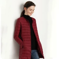 woman ultra light mid long jacket duck down jacket female overcoat warm liner jacket slim portable ladies coats portable parkas