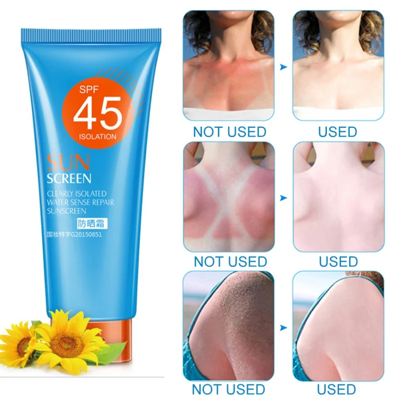 Увлажняющий солнцезащитный крем для тела дышащий чехол дефекты уход за кожей SPF 45