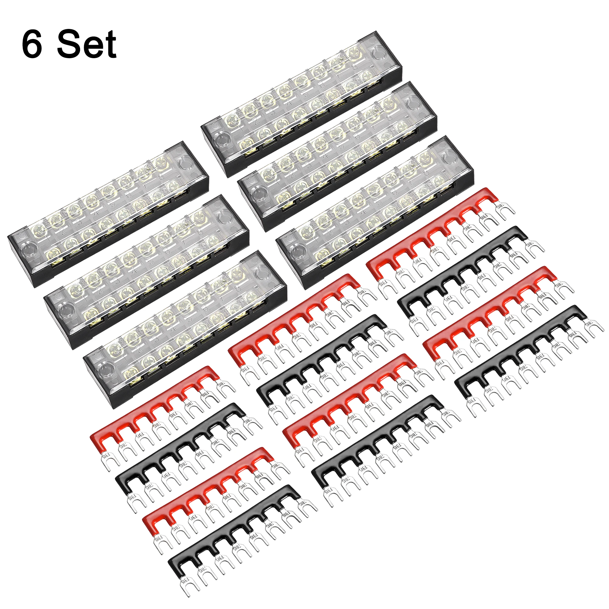 

Uxcell 6Set 8P Dual Rows 600V 15A Iron Terminal Block + 400V 25A Terminals Strip