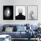 Современная Абстрактная живопись на холсте, черно-белая, человек Орл, лес, настенные художественные картины, домашний декор, принт плакаты в скандинавском стиле