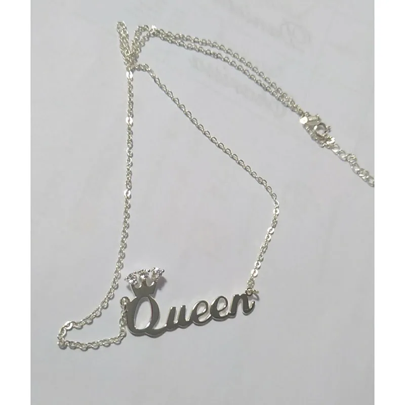 Женское ожерелье с подвеской в виде короны гравировкой|necklace with|necklace with namefashion