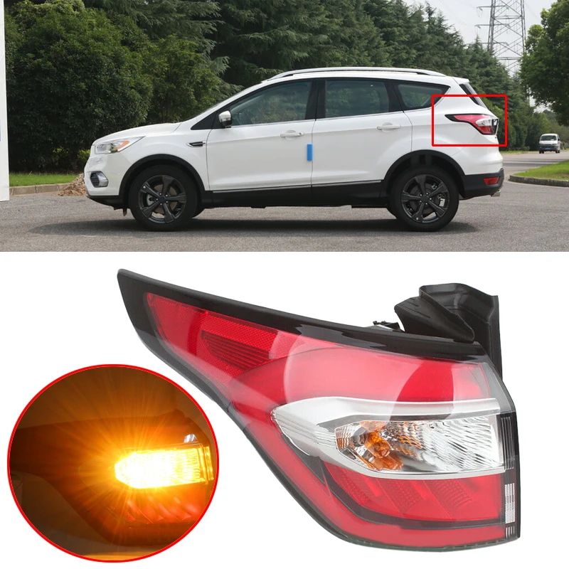 

DWCX автомобильный левый и задний фонарь тормоза, стоп-сигнал, противотуманная фара, пластик, подходит для Ford Kuga MK2 2017 2018 2019