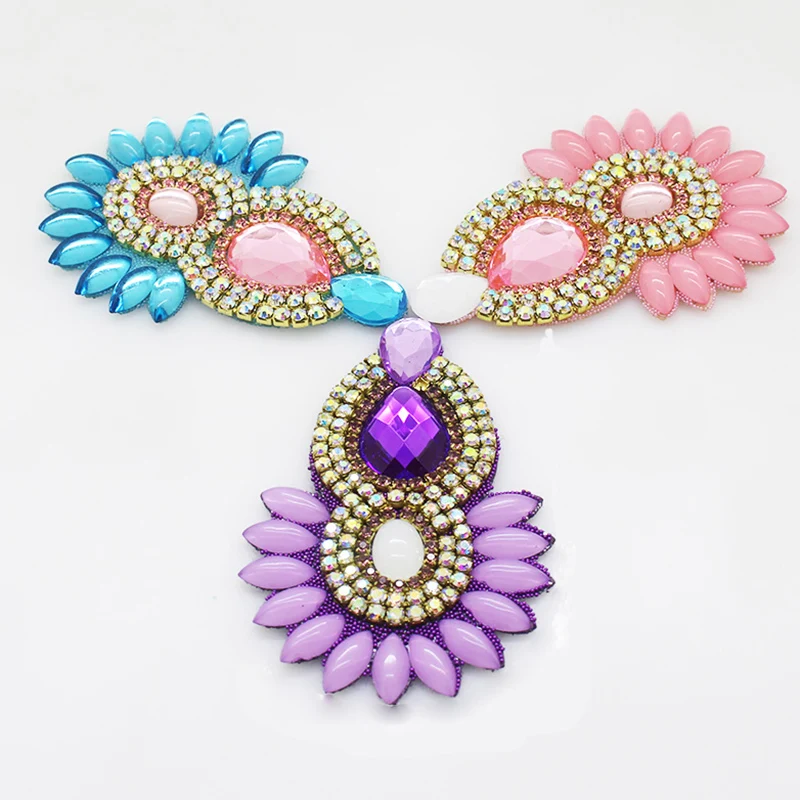 2 шт./лот блестящие стразы аппликация в форме цветка акриловый пояс для плоской