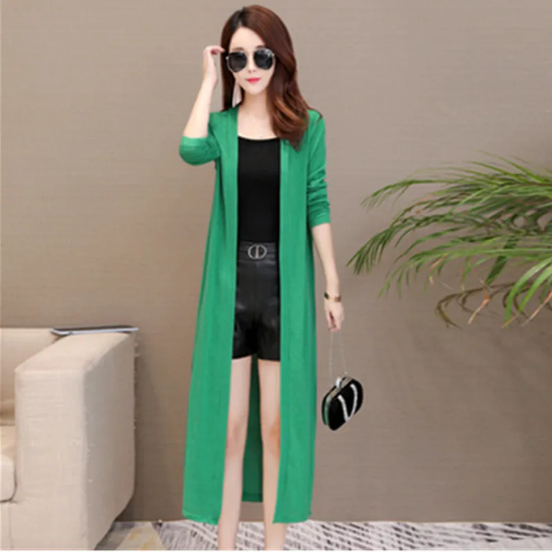 Женский длинный вязаный кардиган размера плюс весна осень 2020 Повседневный