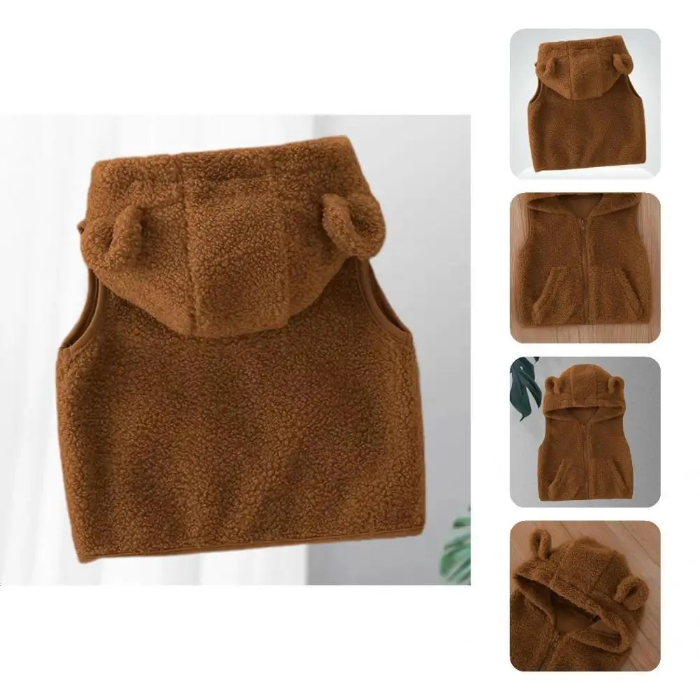 

Excellent Toddler Solid Vest Easy-wearing Apparel Baby Hoodie Washable Comfortable to Wear
