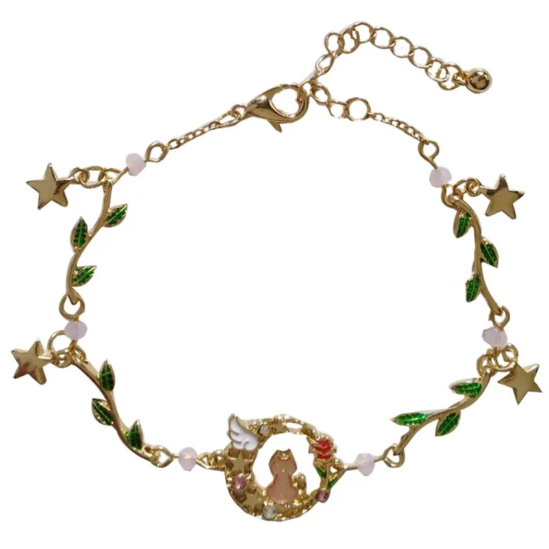 

Girl Fashion Joker Is Green Leaves Cats Bracelets Contracted Sweet Ancient Ways Is Acted The Role Women Jewelry Gift Accessories