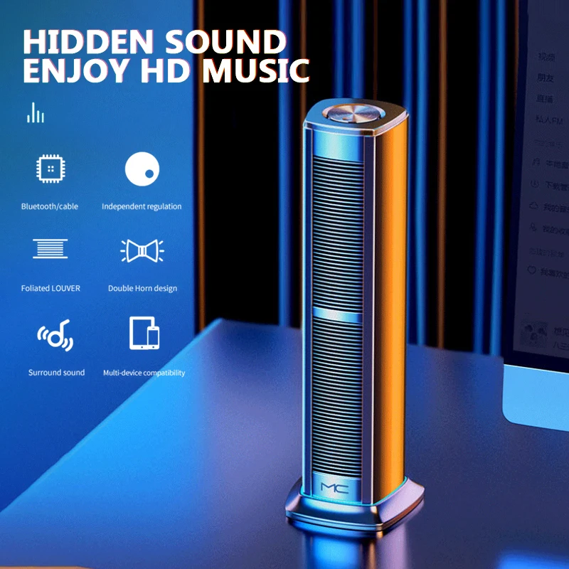 

3.5mm Wired+Bluetooth-compatible 5.0 Speaker Portable Lossless Bass Stereo Broadcast USB-poweredspeaker For Laptop Tablet MP3
