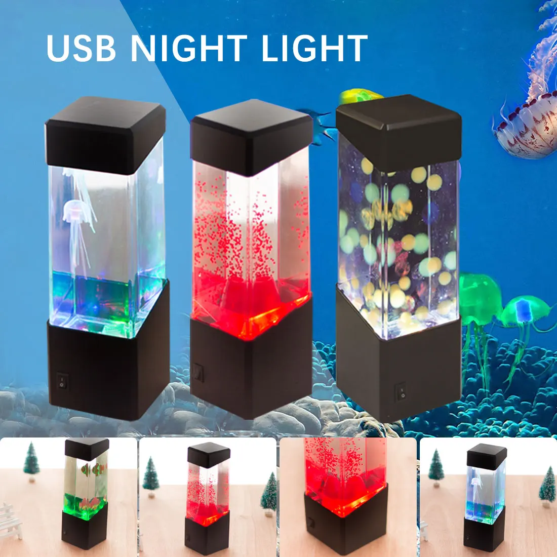 

LED Night Lights USB Power/Battery Powered Fantasy Jellyfish Color Changing Jellyfish Tank Aquarium Led Lamp Relaxing Mood Lamp