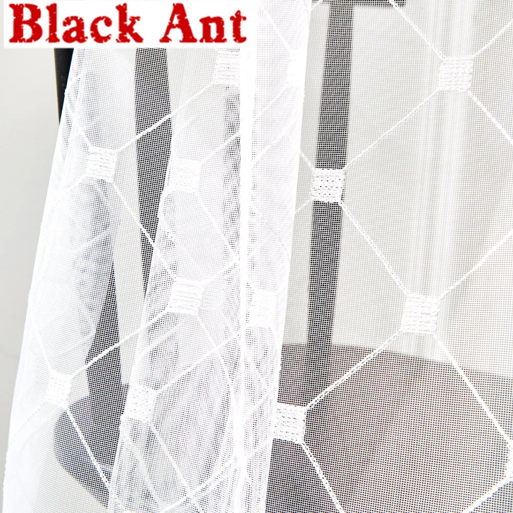 Занавески Из Тюля в белую клетку для гостиной занавески с геометрическим