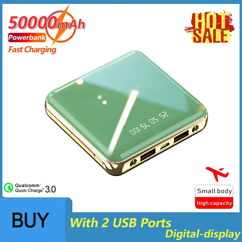 

50000mAh Mini Power Bank Portable Charger External Battery One-way Fast Charger Pocket Poverbank for Xiaomi IPhone Samsung