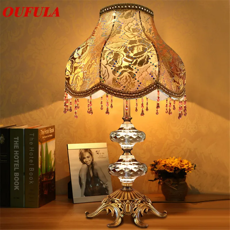 Хрустальные настольные лампы OULALA, Роскошные Современные тканевые светильники для фойе, гостиной, офиса, креативной кровати, гостиницы
