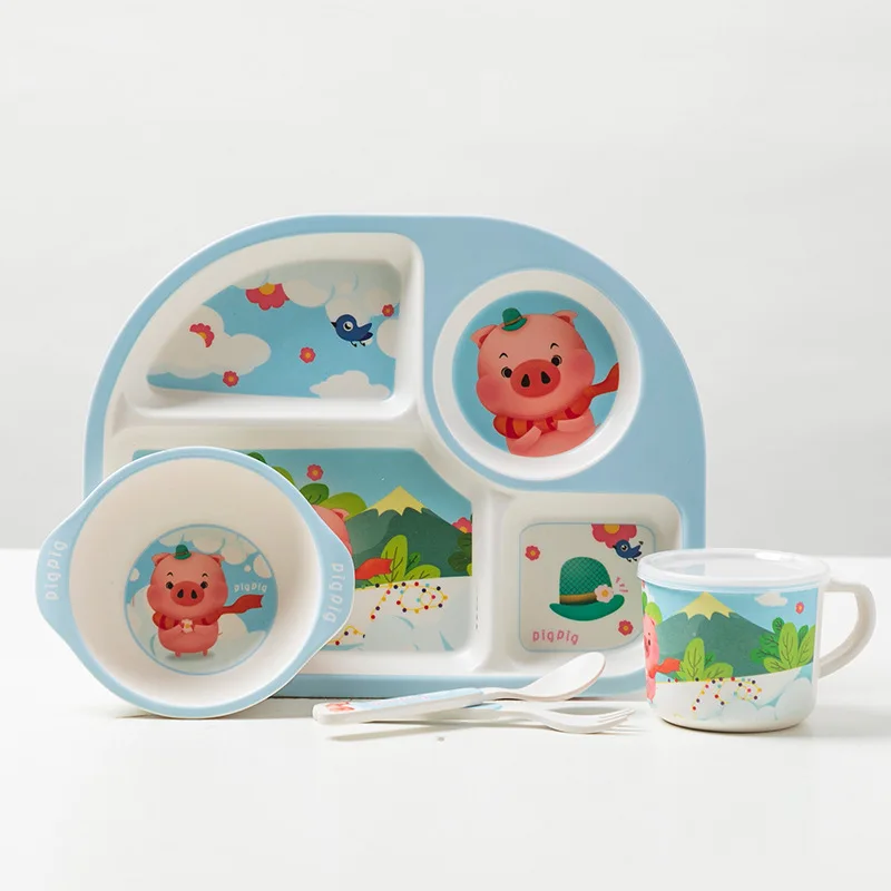 Безопасный 5 комплектов здоровых детских столовых приборов набор из бамбукового