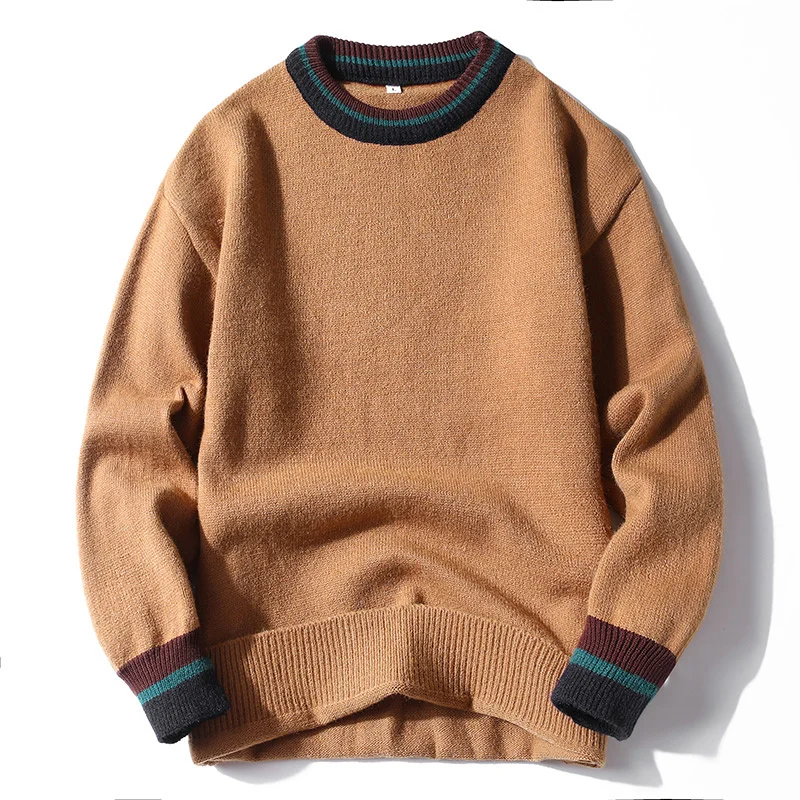 

Knitted Winter Casual Sweater Men O-neck Autumn Patchwork Streetwear Japanese Pullover Mens Fitness Sweaters Fashion